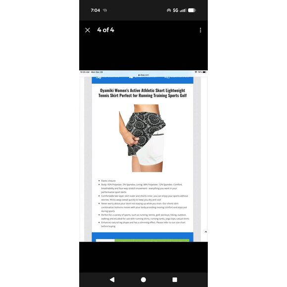 💚 NWT Oyamiki Women's Active Athletic Skort Lightweight Tennis Skirt Running XL - Picture 3 of 5